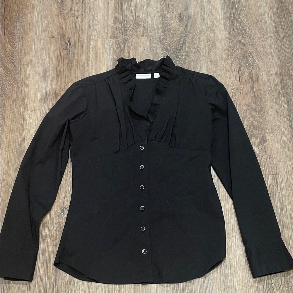Elegant Black Ruffled Women's Top